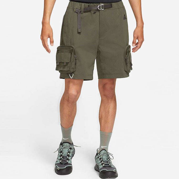 Men's Nike ACG Logo Lacing Waterproof Multiple Pockets Shorts Military Green DH8348-355