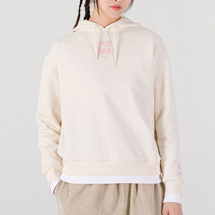 (WMNS) PUMA Layered Printing Fake Two Hoodie White 536091-99