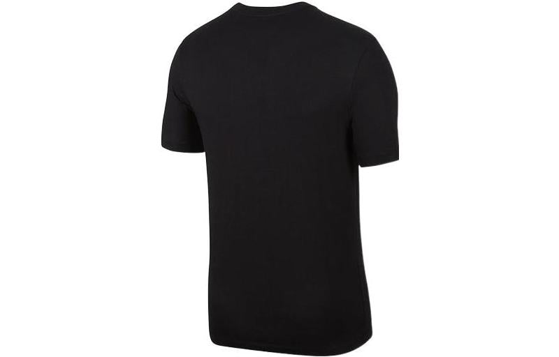Nike Swoosh Logo Printing Knit Round Neck Short Sleeve Black DB5858-010