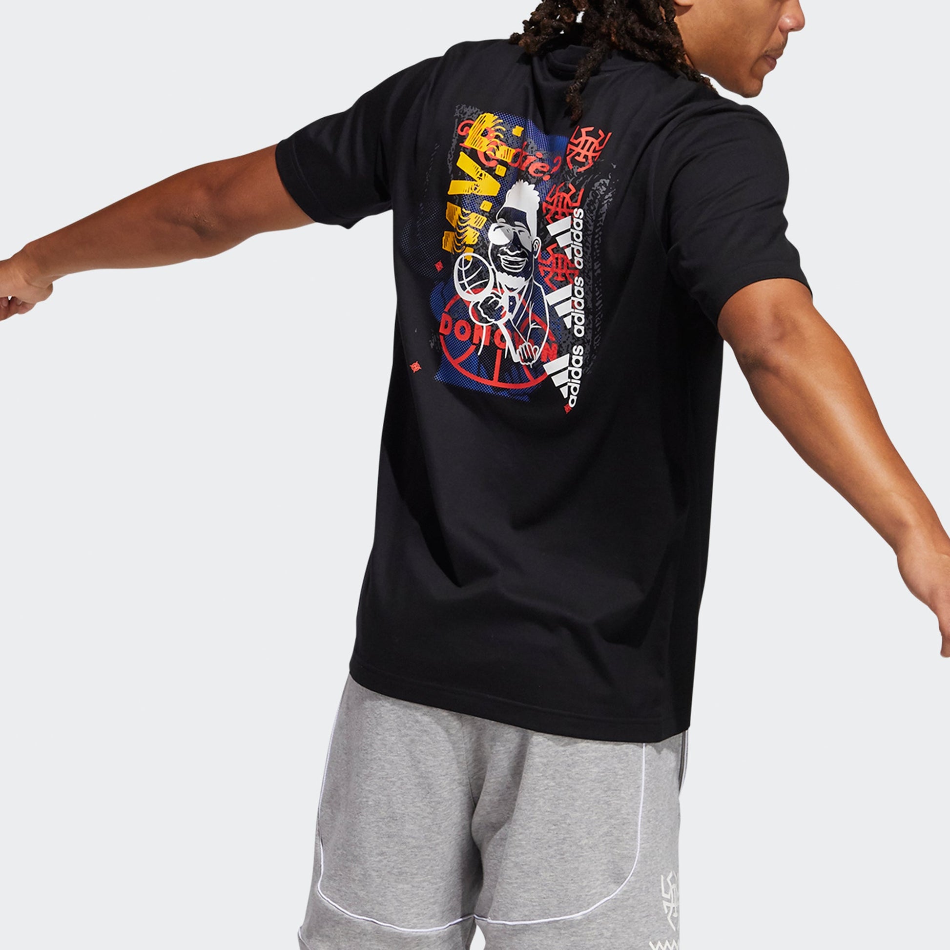 adidas Don Avt. Rook Basketball Sports Printing Round Neck Short Sleeve Black GP3437