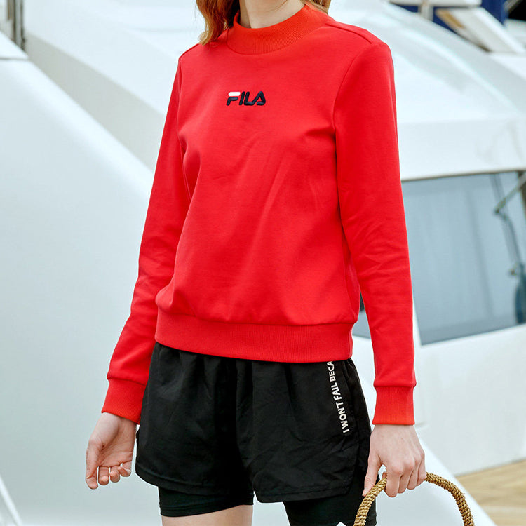 (WMNS) FILA Embroidered LOGO Minimalistic High Collar Red F11W018202F-RD