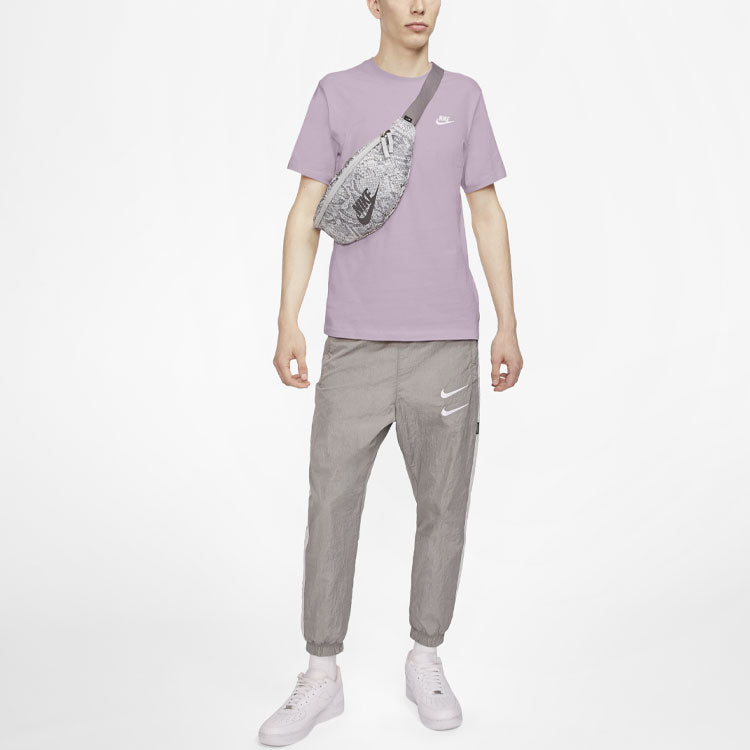 Nike Sportswear Club Embroidered Small Round Neck Short Sleeve Purple Lavender AR4999-576
