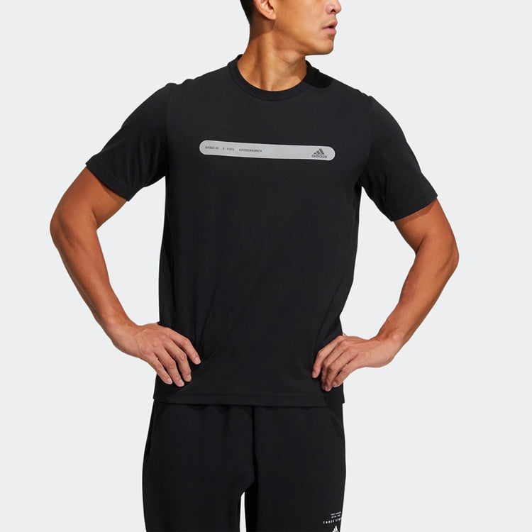 adidas The Tee Ref Bar Logo Printing Round Neck Short Sleeve Black GP0986