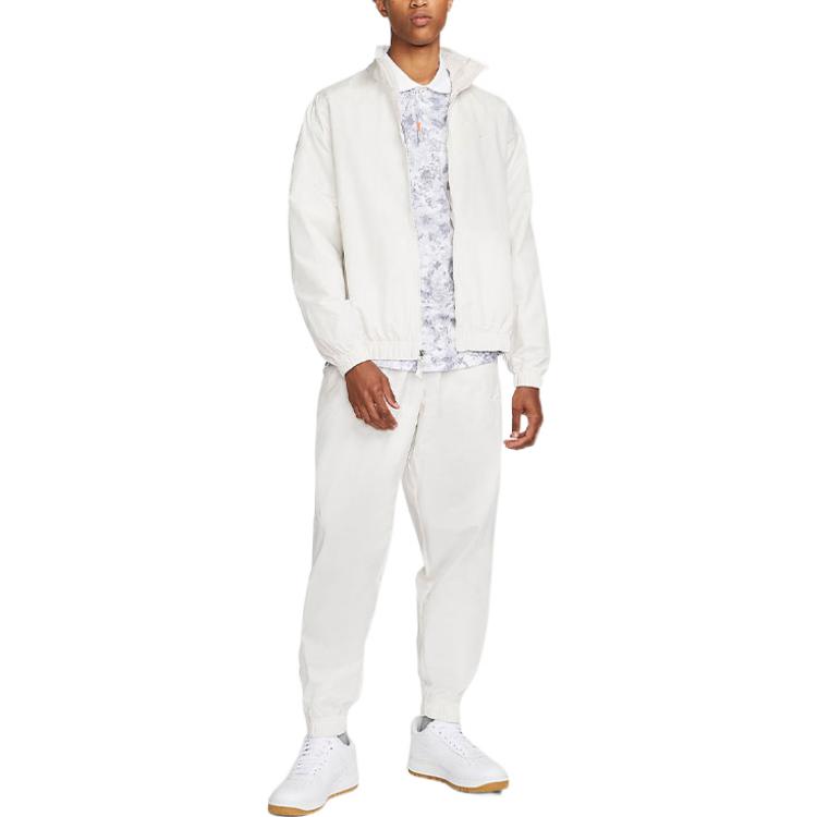 Men's Nike Solid Color Logo Printing Elastic Waistband Bundle Feet Sports Pants/Trousers/Joggers Autumn White DQ6572-030