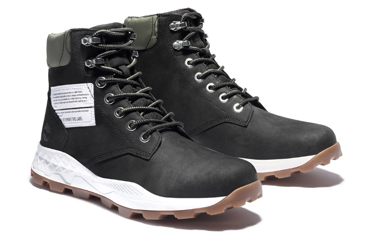 Timberland 6 Inch Brooklyn Side Zip Boots 'Black Nubuck with Green Padded Collar' A41Y6001