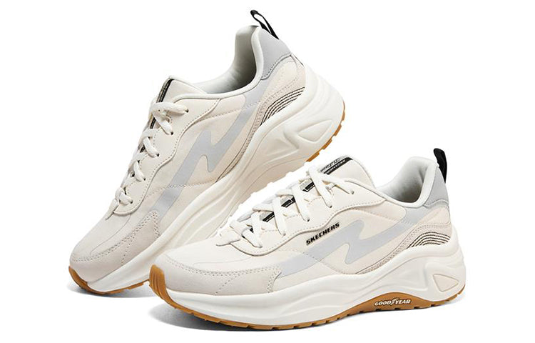 (WMNS) Skechers D'lites Wave Sneakers 'Beige White Blue' 149389-NTBK