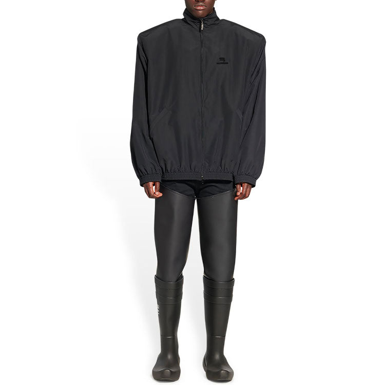 Balenciaga Sporty B Oversized Tracksuit Nylon Jacket 'Black' 706440TKO481000