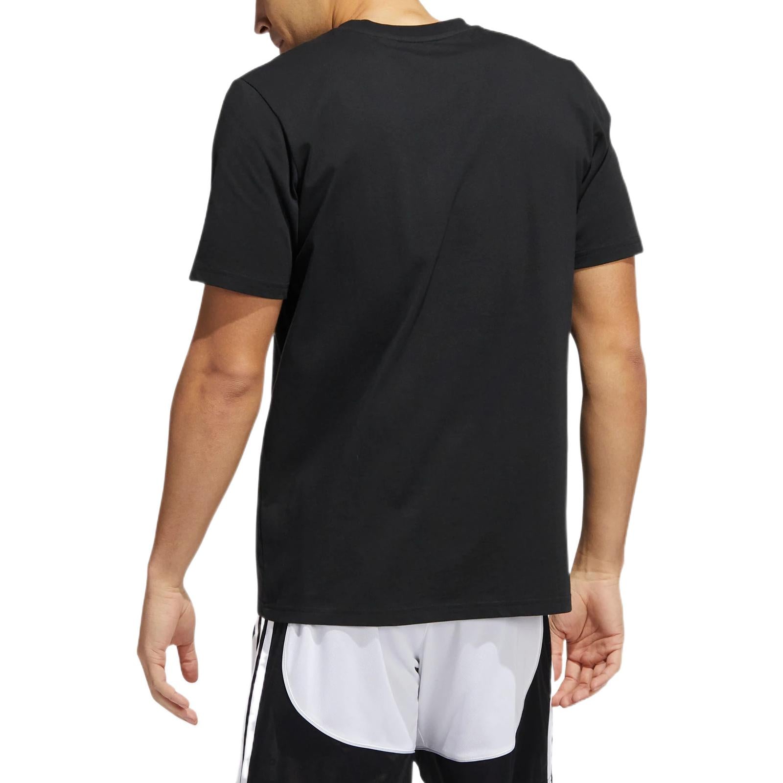 Men's adidas Cartoon Shooting Printing Pattern Round Neck Short Sleeve Black T-Shirt HK6728