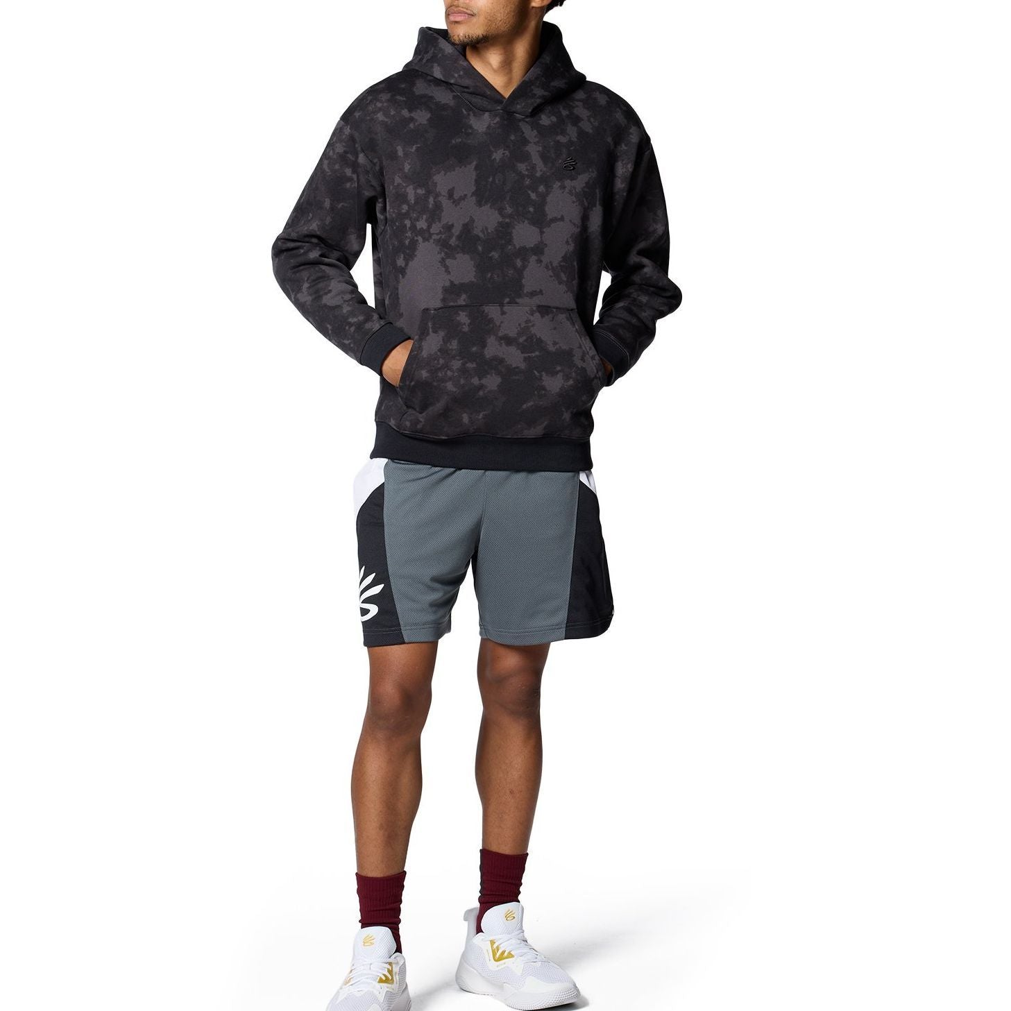 Under Armour Curry Acid Wash Sweatshirt Hoodie 'Black Grey' 1380326-010