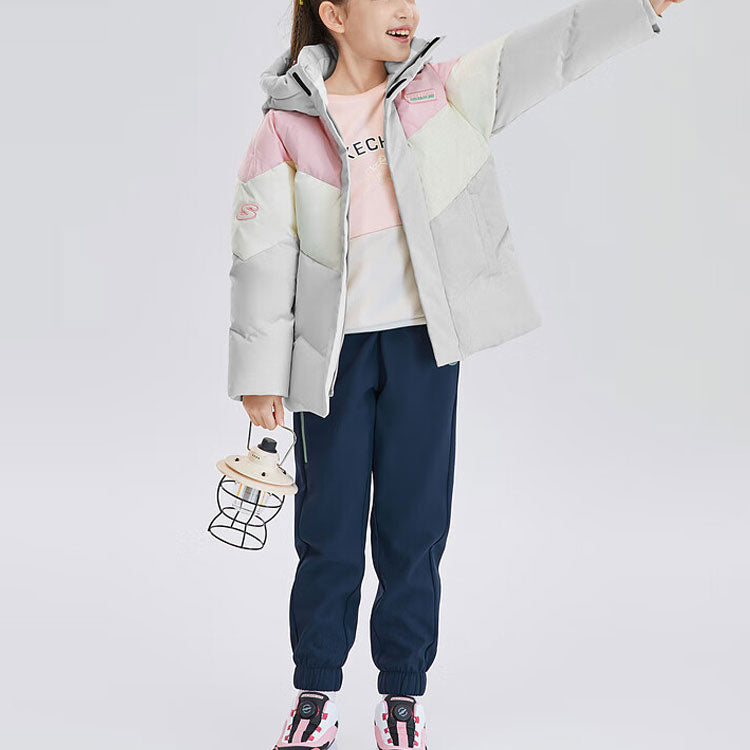 (PS) Skechers Color-Block Down Jacket 'Grey White Pink' L423G002-021C