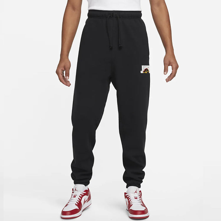 Men's Air Jordan Sport Dna Funny Logo Printing Stay Warm Fleece Bundle Feet Sports Pants/Trousers/Joggers Black DC9635-010