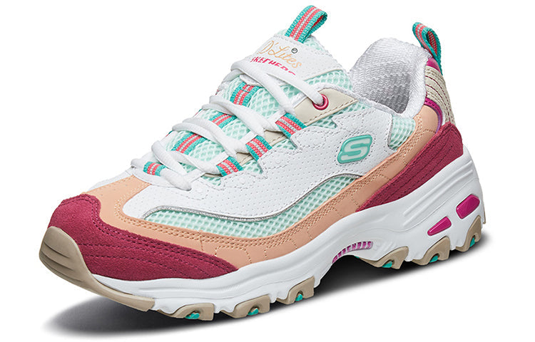 (WMNS) Skechers D'lites 2.0 Chance GS White/Green/Pink 13146-WMLT