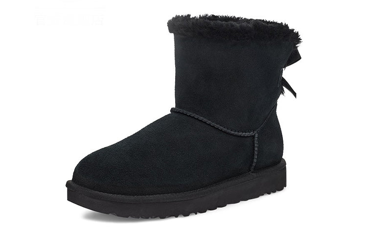 (WMNS) UGG Mini Bailey Brooch Fleece Lined Black 1119512-BLK