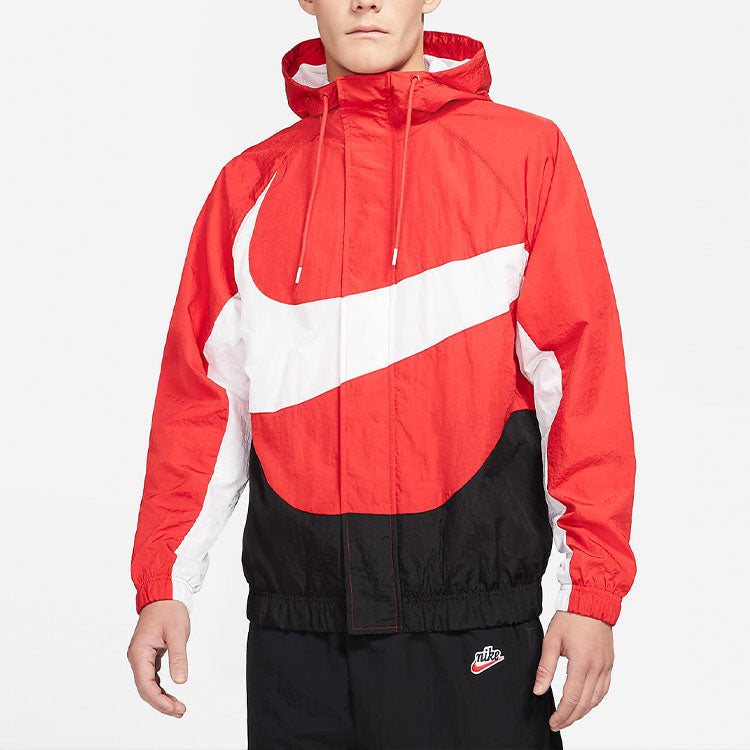Nike Sportswear Swoosh Contrasting Colors Large Logo hooded Woven Jacket Red DD5968-657