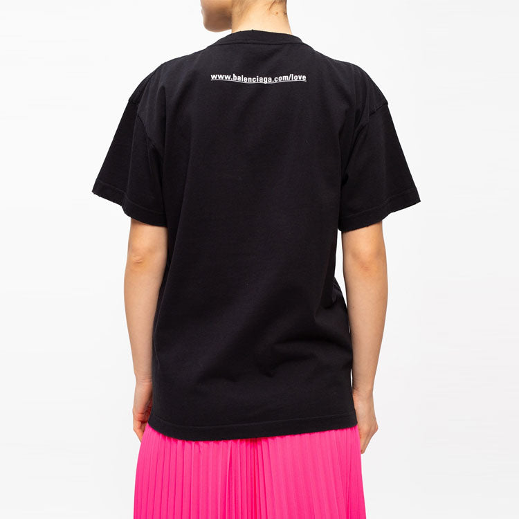Balenciaga I Love U Printing Short Sleeve Black 612965TJVL51070
