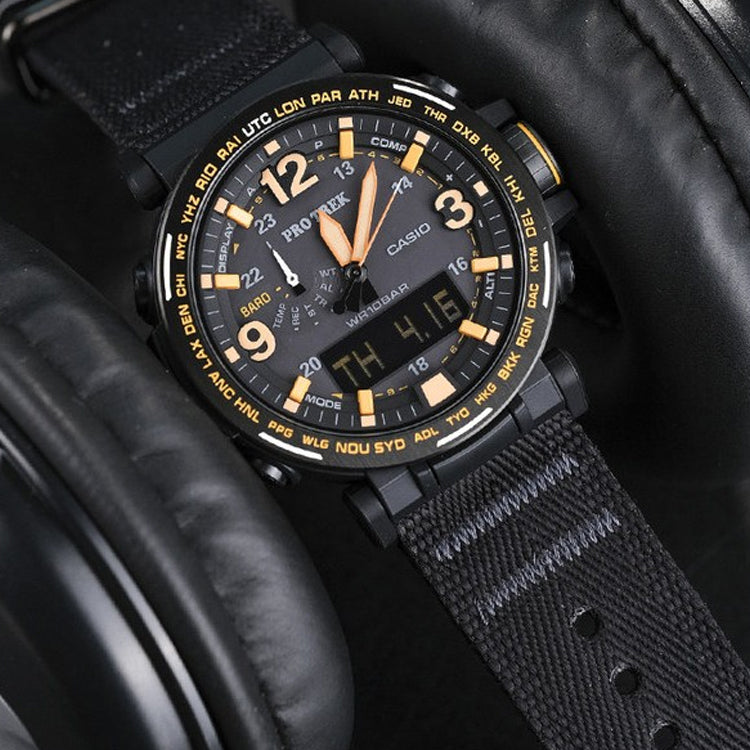 CASIO Waterproof Sports Solar Powered Black Orange Mens Black Analog/Digital Combo PRG-600YB-1PR