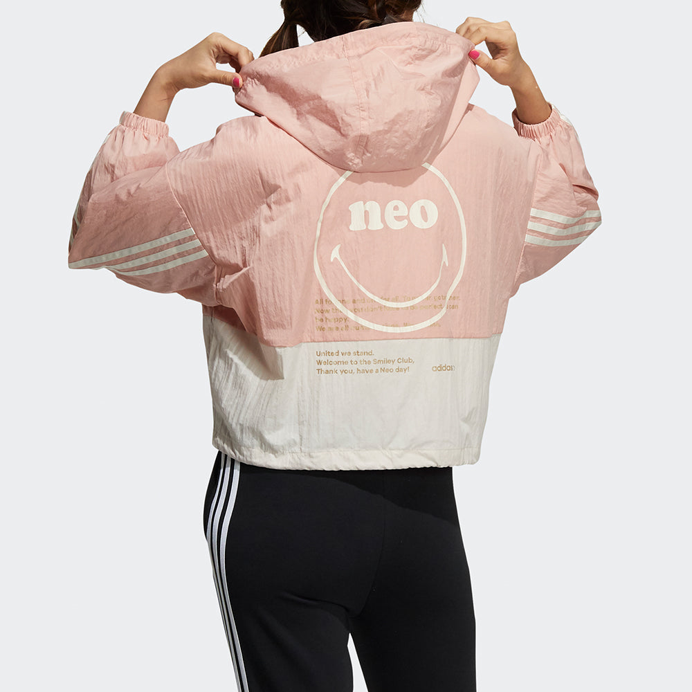 (WMNS) adidas neo x SMILEY Sportwears Windbreaker Jacket 'Pink White' HE7954