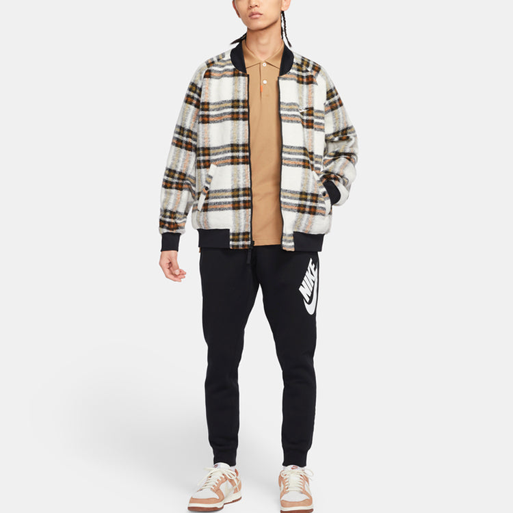 Men's Nike Plaid Reversible Loose Jacket Brown DR6864-104