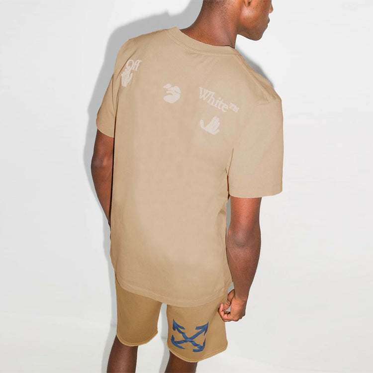 (WMNS) Men's Off-White x Browns Crossover Logo Printing Round Neck Short Sleeve Khaki OMAA027G20JER0191701