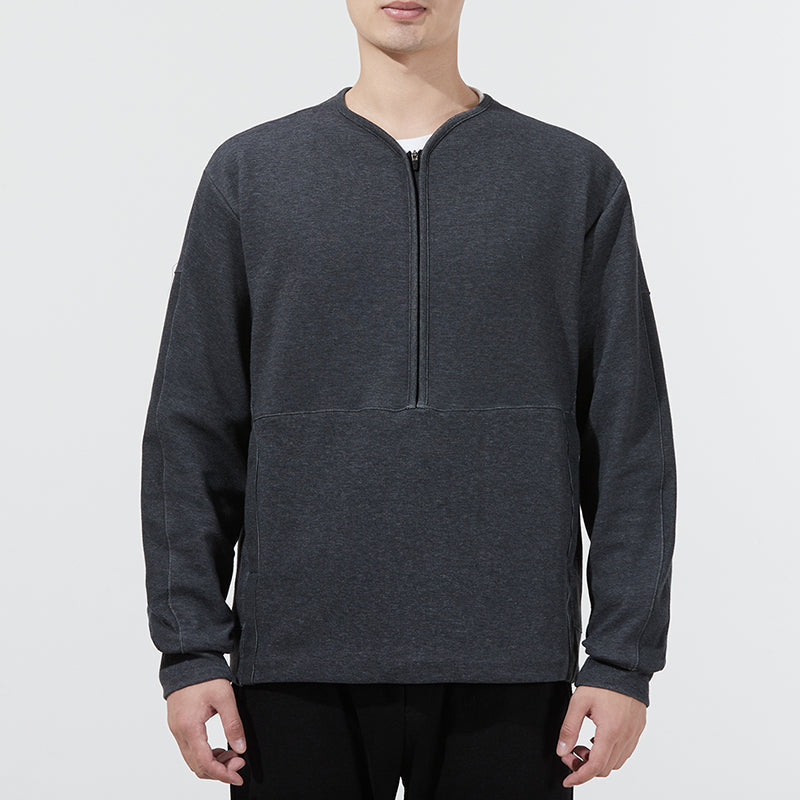 Men's Nike Sports Half Zipper Knit Pullover Long Sleeves Gray T-Shirt DD2187-010
