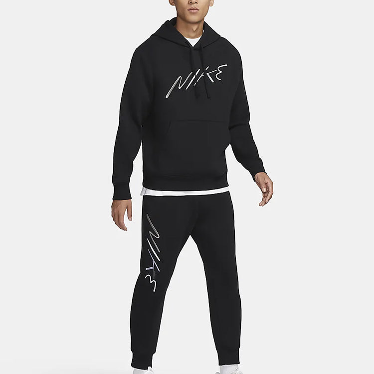 Nike Club Fleece Logo Hoodie 'Black White' FB7489-010