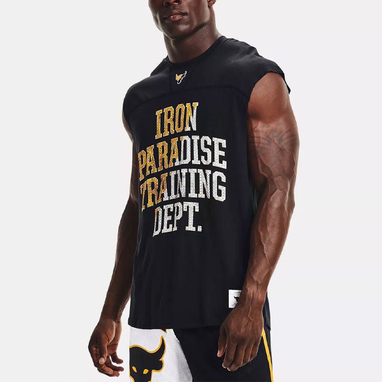 Men's Under Armour Round Neck Alphabet Printing Sleeveless Black 1367129-001