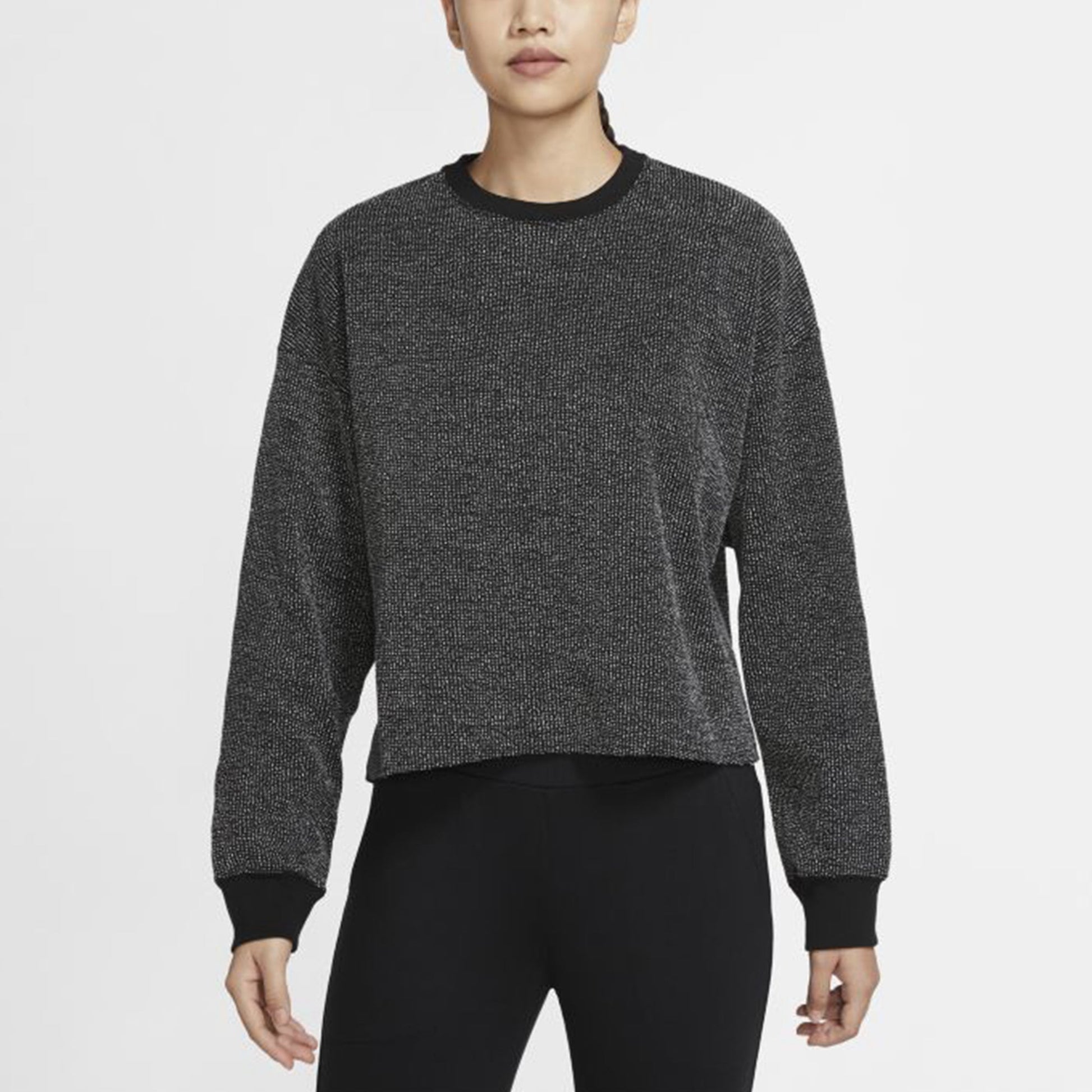 (WMNS) Nike As Yoga Stmt Cln Cover Up Round-neck Swea Black CU6339-010