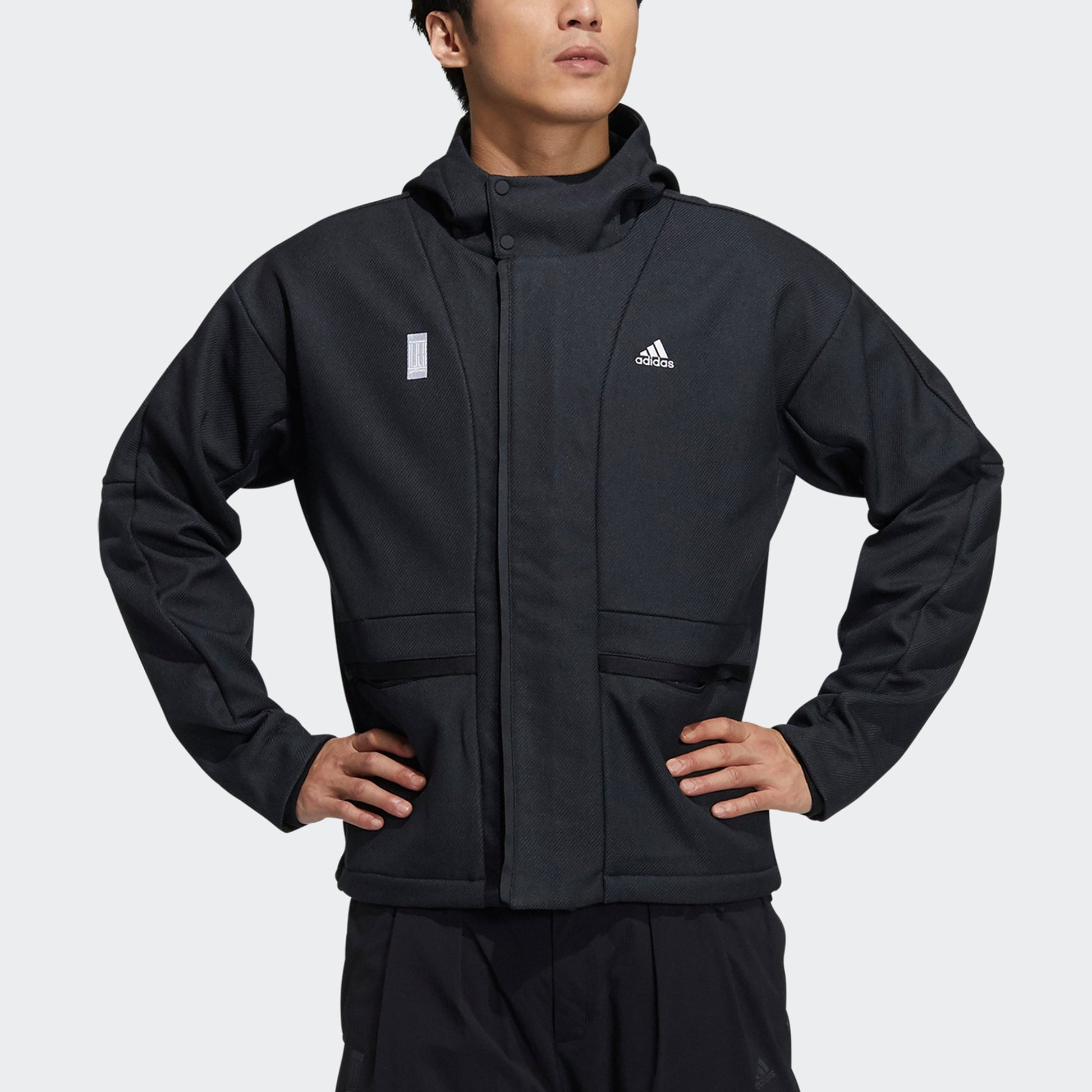 adidas Wj Wv Bond Jkt Sports hooded Logo Jacket Black H39218