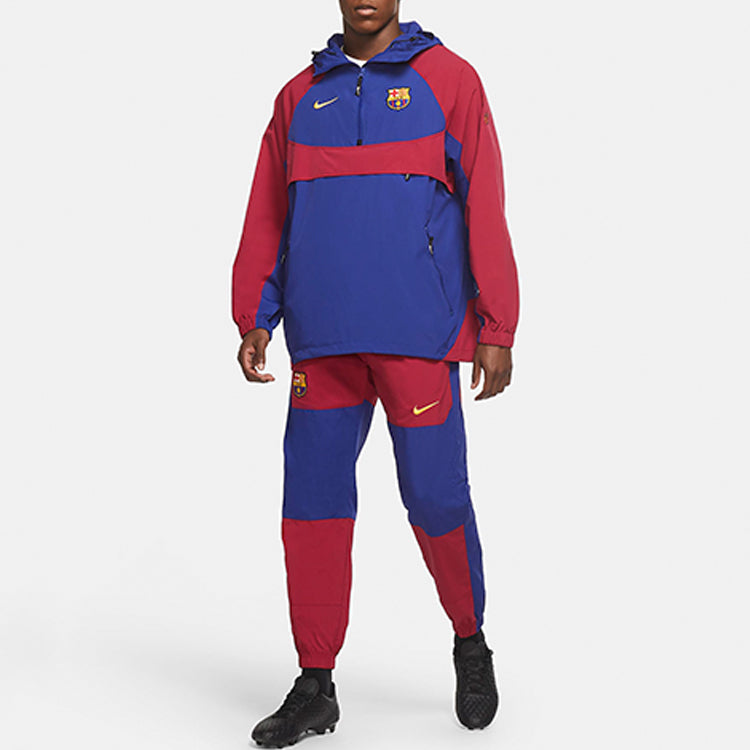Nike FC Barcelona hooded Half Zipper Woven Pullover 'Red Blue' CW2934-455