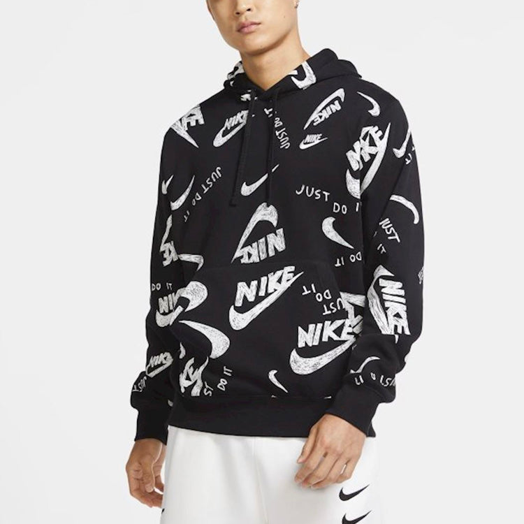 Nike Sportswear Logo Printing Sports Pullover Black CU4341-010