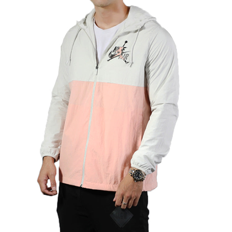 Air Jordan Alphabet Printing Basketball Sports Hooded Jacket White Pink CK2218-072