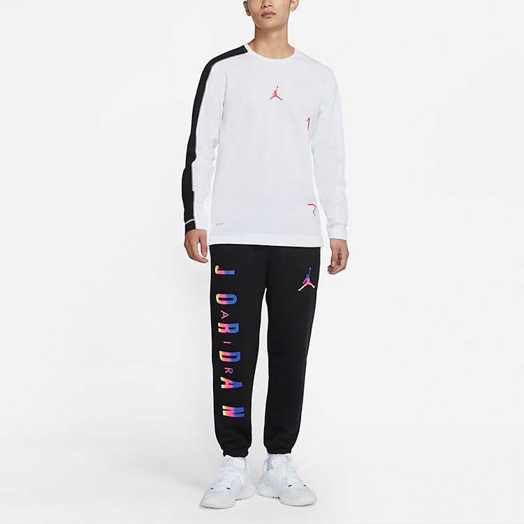 Air Jordan Casual Sports Round Neck Long Sleeves 'White Black Sleeve' DB4367-100