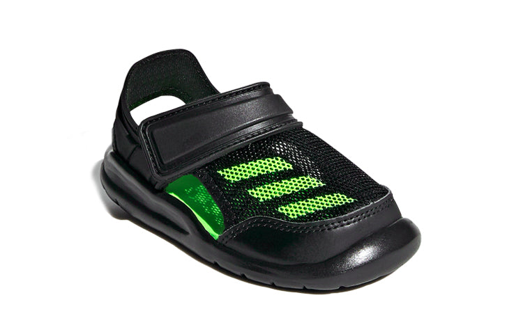 (TD) adidas Fortaswim I Velcro Casual Black Green Sandals 'Black Green' FV8860
