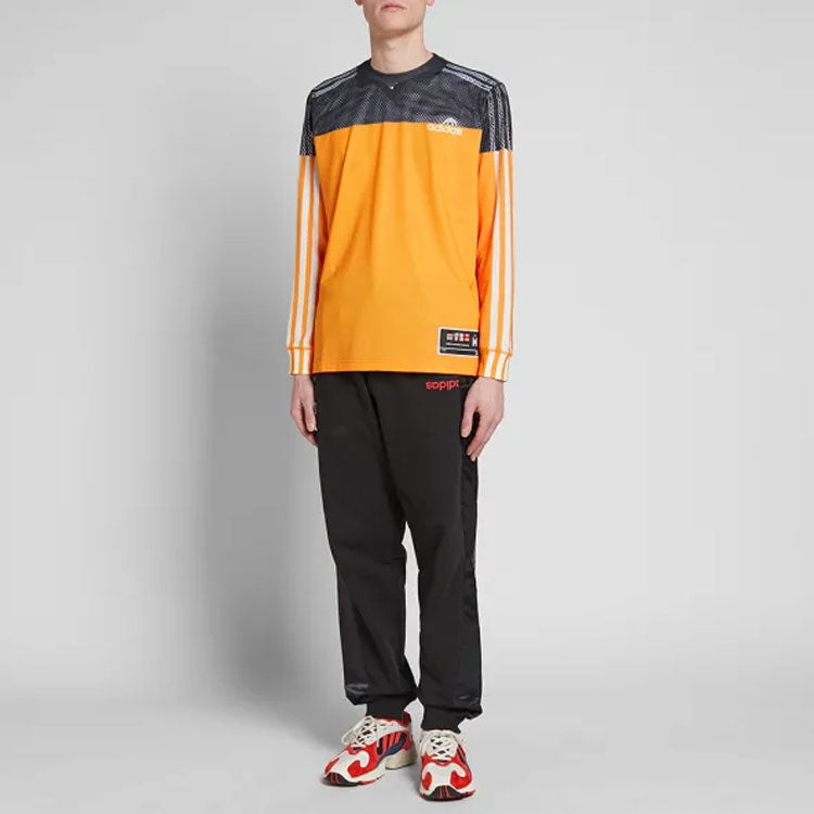 adidas originals x Alexander Wang Crossover Breathable Alphabet Printing Stripe Colorblock Long Sleeves Yellow T-Shirt DT9485