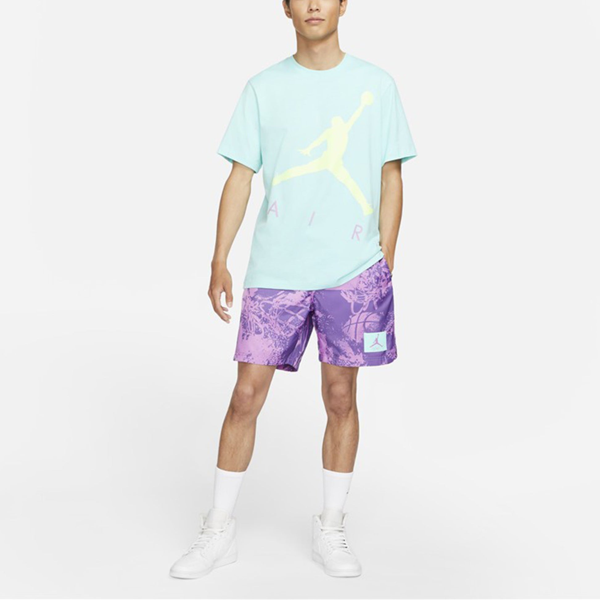 Air Jordan Flight Full Print Basketball Sports Woven Drawstring Shorts Purple CZ4750-591