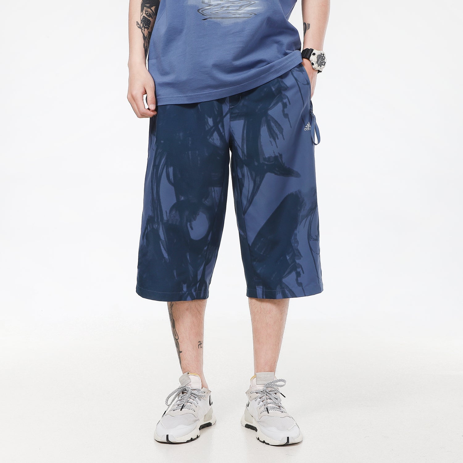adidas Series Printing Running Woven Sports Pants Navy Blue GU1799