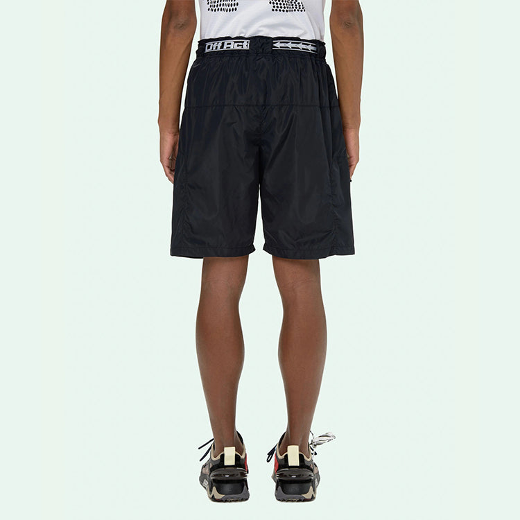 Off-White Logo Printing Belt Cargo Sports Shorts Version Black OMVH010V21FAB0011001
