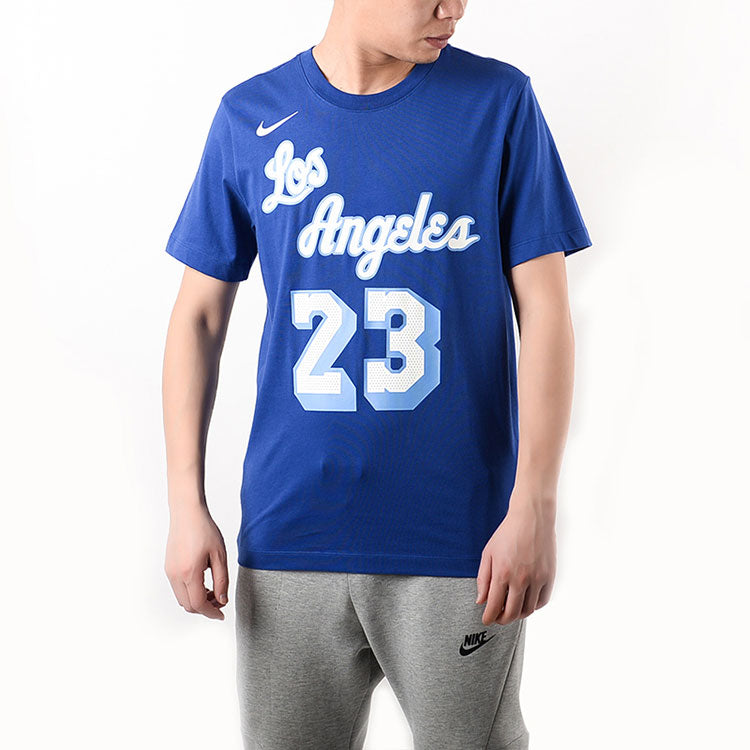 Nike Classic Edition Los Angeles Lakers LeBron James No. 23 Basketball Round Neck Short Sleeve Blue CT9915-495