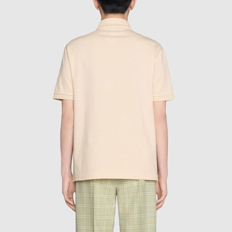 Men's Gucci FW21 Jacquard Knit Cotton Short Sleeve Khaki Polo Shirt 655435-XJDGE-2270