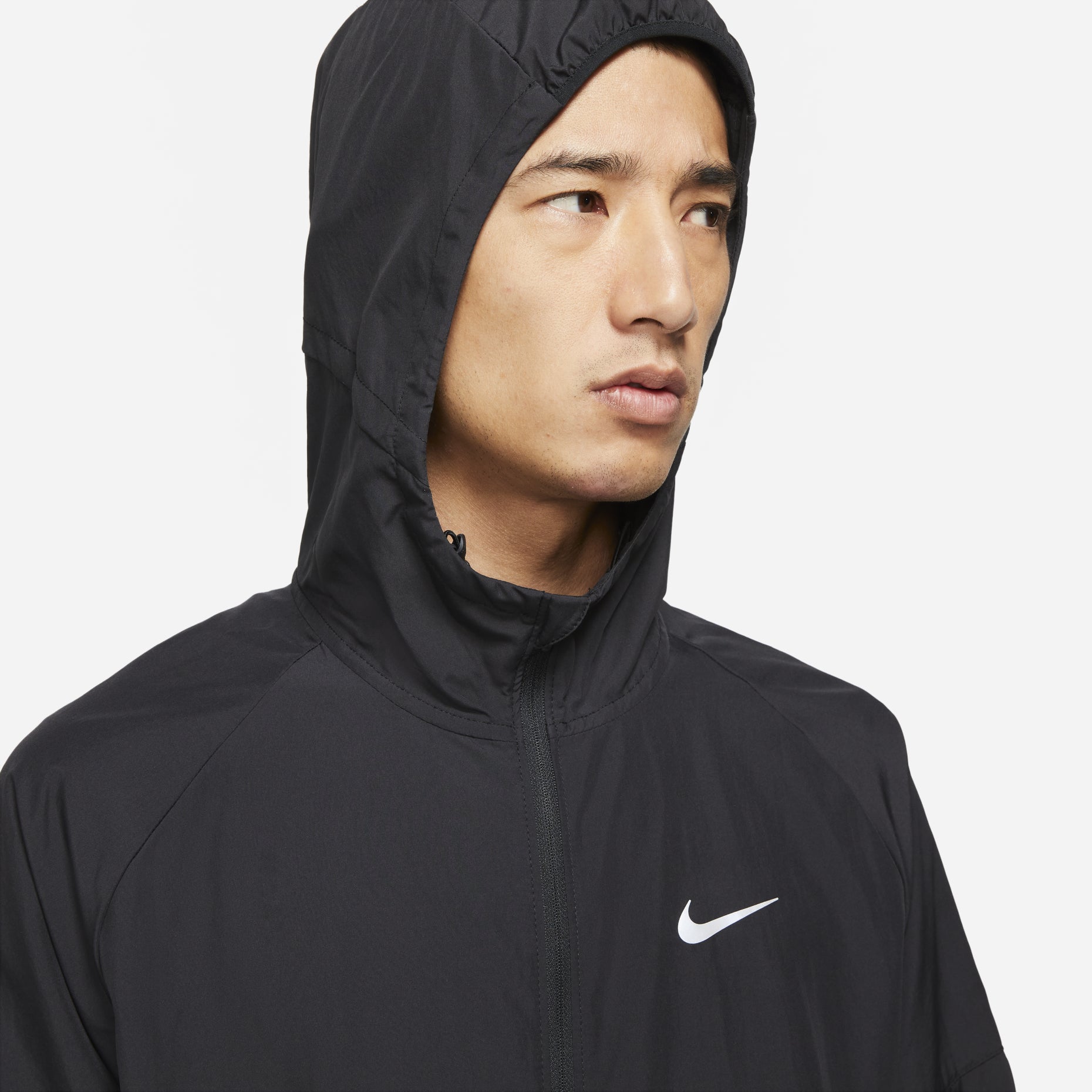 Nike As Men's Nk Rpl Miler JKT Jacket Reflective Logo Print Woven Sports Hooded Jacket Men's Black DD4747-010