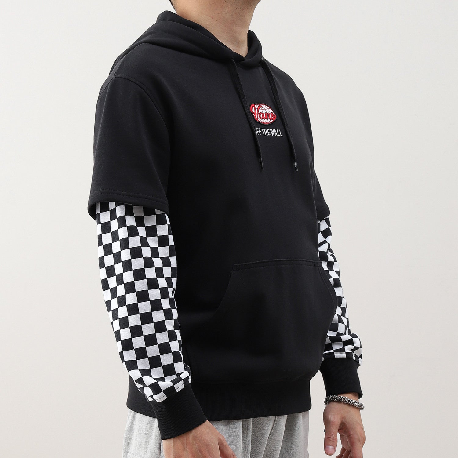Vans Colorblock Checkerboard Hoodie 'Black' VN0A7Q13BLK