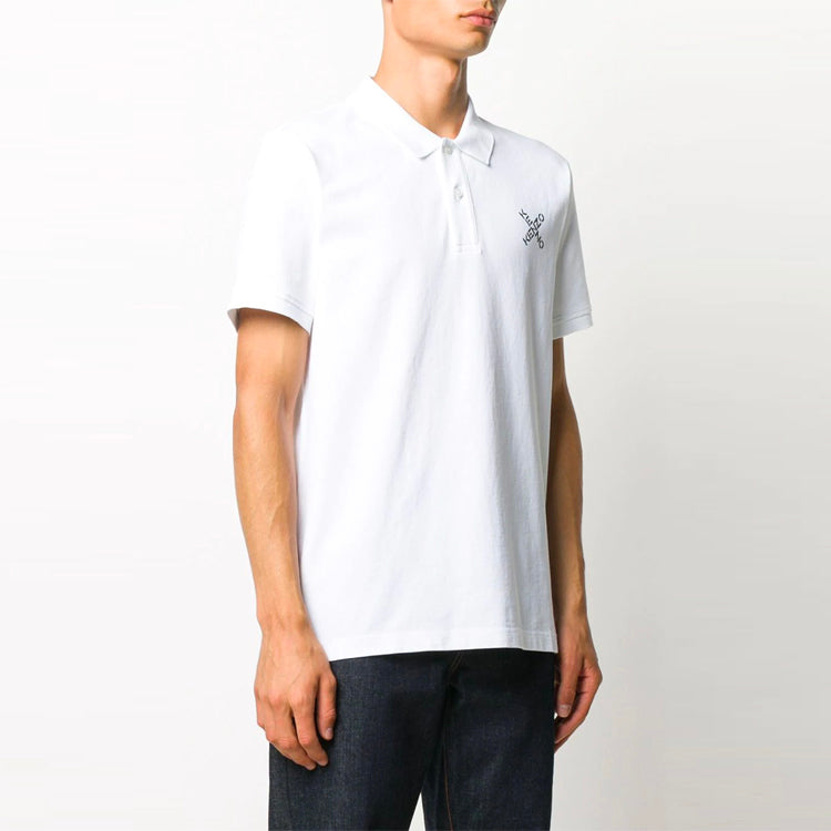 Men's KENZO SS21 Alphabet Short Sleeve Polo Shirt White FA65PO0504SK-01