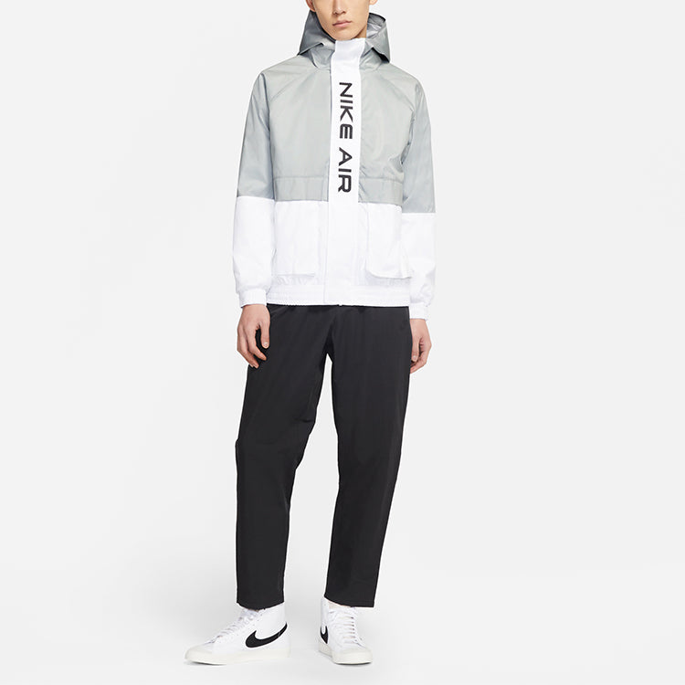 Nike Air Splicing Contrasting Colors Printing Alphabet hooded track Jacket White DA0272-100