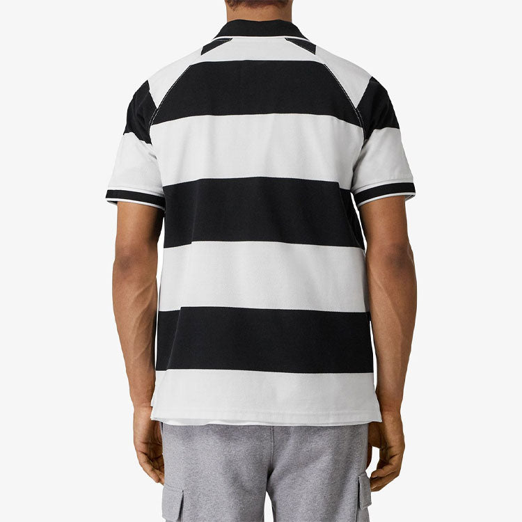 Men's Burberry SS21 Loose Short Sleeve Polo Shirt Black White 80134771