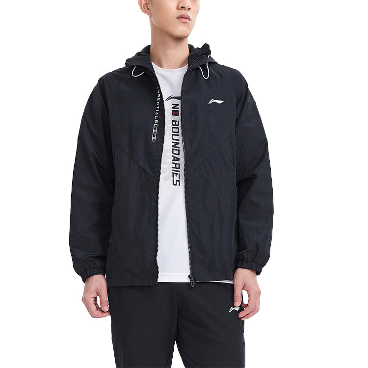 Li-Ning Logo Cardigan hooded track Jacket Black AFDQ009-1