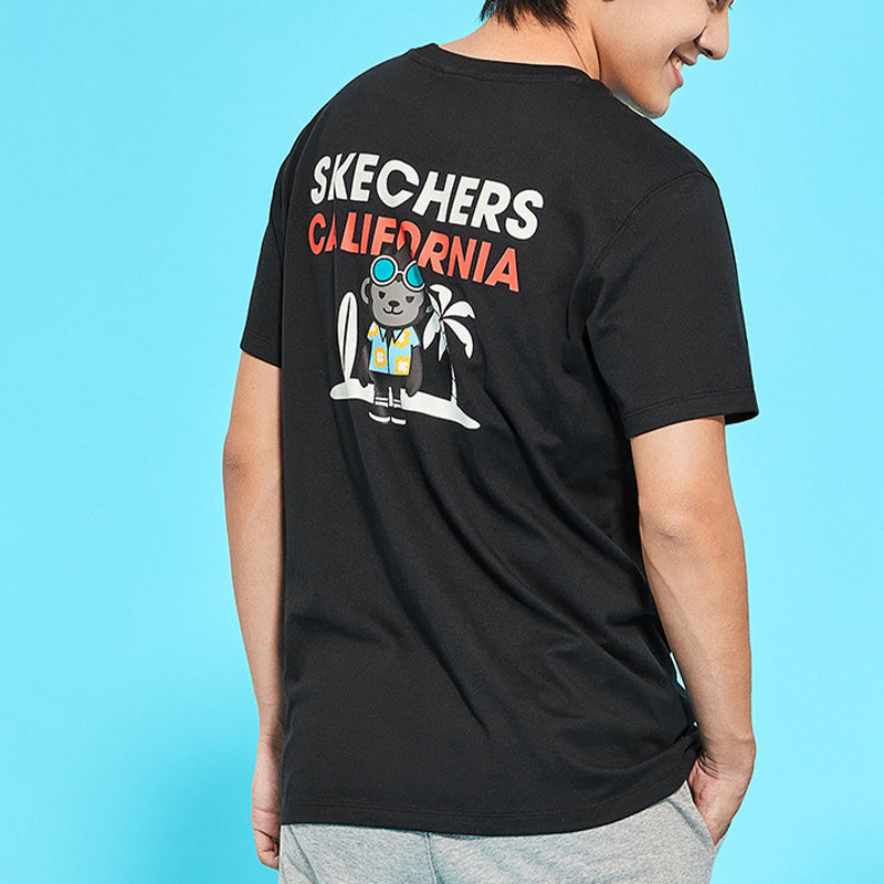 Skechers Knit Printing Short Sleeve Couple Style Black L220U067-002K