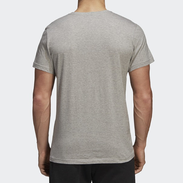 adidas Logo Printing ribbed Round Neck Short Sleeve Gray DI0286