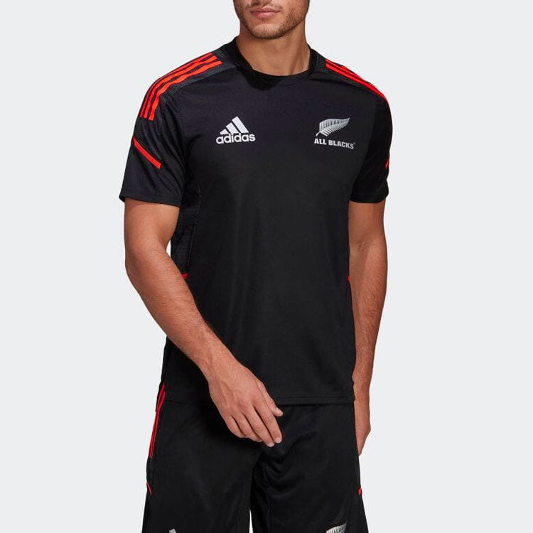 Men's adidas Logo Stripe Printing Pullover Round Neck Short Sleeve Japanese Version Black T-Shirt HA2485
