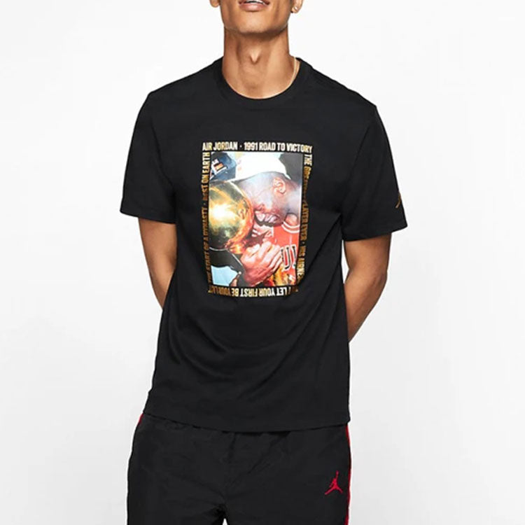 Air Jordan Remastered Photo Tee Classic Printing Round Neck Short Sleeve Black AT8936-010