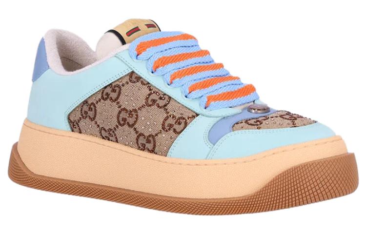 (WMNS) Gucci Screener GG Leather Sneakers 'Beige Blue Orange' 757700-FAB4C-2562